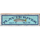 Platte River Fish Blue Latitude Longitude | Wall Art Print on Real Wood