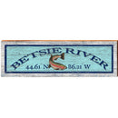 Betsie River Trout Blue Latitude Longitude | Wall Art Print on Real Wood