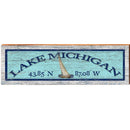 Lake Michigan Sailboat Blue Latitude Longitude | Wall Art Print on Real Wood