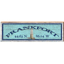 Frankfort Lighthouse Blue Latitude Longitude | Wall Art Print on Real Wood