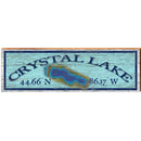 Crystal Lake Blue Latitude Longitude | Wall Art Print on Real Wood