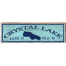 Crystal Lake Outline Blue Latitude Longitude | Wall Art Print on Real Wood