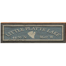 Little Platte Lake Outline Blue Latitude Longitude | Wall Art Print on Real Wood