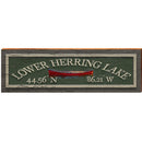 Lower Herring Lake Red Canoe Green Latitude Longitude | Wall Art Print on Real Wood