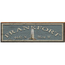 Frankfort Lighthouse Blue Latitude Longitude | Wall Art Print on Real Wood