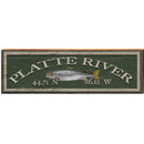 Platte River Fish Green Latitude Longitude | Wall Art Print on Real Wood