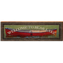 Welcome to Bear Lake Red Canoe | Wall Art Print on Real Wood