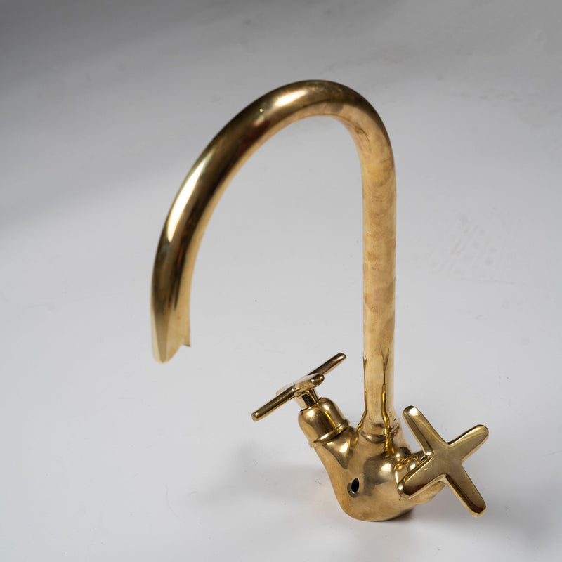 Unlacquered Brass Gooseneck Bathroom Sink Faucet