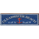 Clearwater Beach, Florida Anchor Latitude Longitude Wooden Sign | Wall Art Print on Real Wood