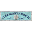 Clearwater Beach Sand Dollar Blue Latitude Longitude | Wall Art Print on Real Wood