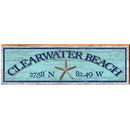 Clearwater Beach Starfish Blue Latitude Longitude | Wall Art Print on Real Wood