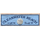 Clearwater Beach Sand Dollar Blue Latitude Longitude | Wall Art Print on Real Wood