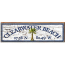 Clearwater Beach Palm Tree White Shabby Latitude Longitude | Wall Art Print on Real Wood