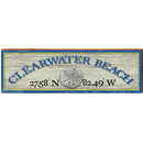 Clearwater Beach Sand Dollar White Latitude Longitude | Wall Art Print on Real Wood