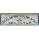 Clearwater Beach Starfish White Latitude Longitude | Wall Art Print on Real Wood