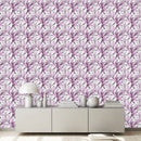 White Wallpaper with Pink Leaves