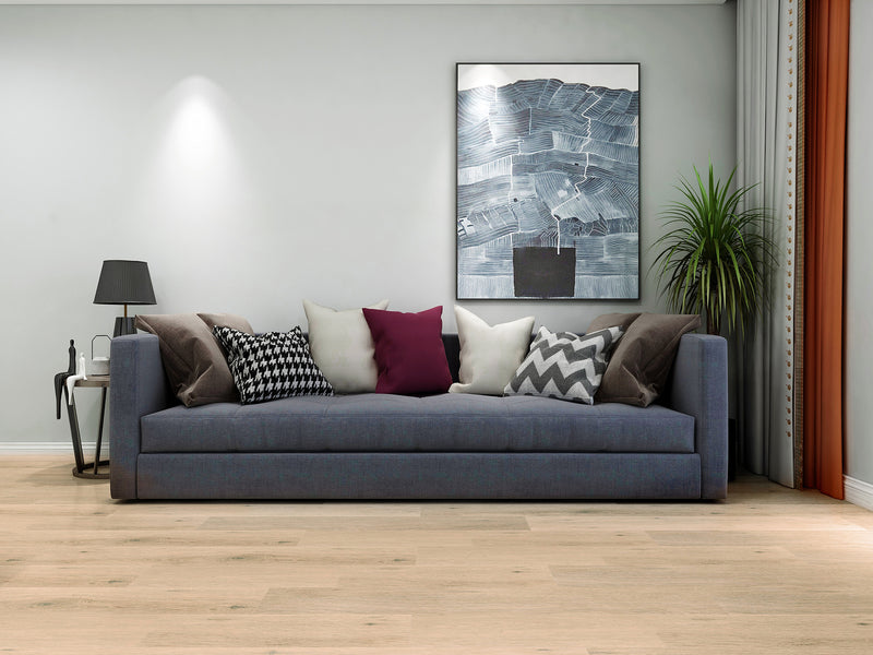 Silverlake European Gray Oak 7.1"x48" Waterproof Click Lock 20MIL Wearlayer Luxury Vinyl Plank Flooring - Dekorman Collection sofa view