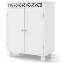 Bathroom Floor Cabinet with 2 Storage Shelves in White Wood Finish