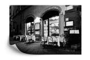 Black and White European Café Street Diner Wallpaper Mural.
