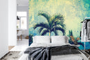 Urban Jungle Tropical Tree Wallpaper Mural. Grunge Decor.