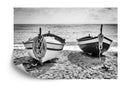 Black and White Nautical Theme Wallpaper Mural. Boat on Shore Wall Mural.