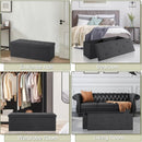Black Linen Upholstered Bedroom Living Room Entryway Storage Bench Ottoman