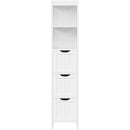 Bathroom Cabinet Tower with 3 Storage Drawers and 2 Shelves in White Wood Finish