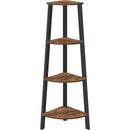 Narrow 3-Shelf Corner Shelving Unit Plant Stand Bookcase in Brown Black Wood