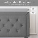 Full Size Dark Grey Linen Upholstered Platform Bed with Button-Tufted Headboard