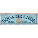 Boca Grande Sea Shell Blue Latitude Longitude | Wall Art Print on Real Wood