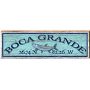 Boca Grande Fish Blue Latitude Longitude | Wall Art Print on Real Wood