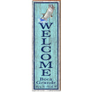 Welcome Boca Grande Fish Blue Latitude Longitude Vertical | Wall Art Print on Real Wood