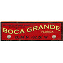 Welcome to... Boca Grande Red Latitude Longitude | Wall Art Print on Real Wood
