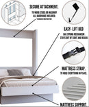 Easy-Lift Full Murphy Wall Bed in White with Shelf