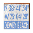 Dewey Beach Coastal Blue Latitude Longitude | Wall Art Print on Real Wood