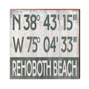 Rehoboth Beach Coastal Green Latitude Longitude | Wall Art Print on Real Wood