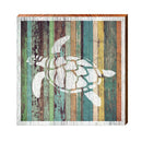 Sea Turtle Orange Boards | Wall Art Print on Real Wood