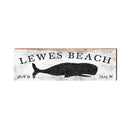 Lewes Beach Whale White Latitude Longitude | Wall Art Print on Real Wood