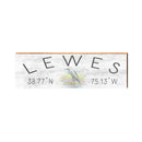 Lewes Standing Egret Minimal White Latitude Longitude | Wall Art Print on Real Wood