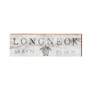 Longneck Sea Turtle White Latitude Longitude | Wall Art Print on Real Wood