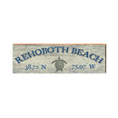 Rehoboth Beach Sea Turtle White Latitude Longitude | Wall Art Print on Real Wood