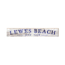 Lewes Beach Navy/White Minimal Latitude Longitude | Wall Art Print on Real Wood