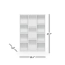 Modern 42-inch High Bookcase with 11-Cube Open Shelves in White Wood Finish