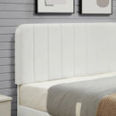 Full size White Upholstered Platform Bed Frame with Headboard