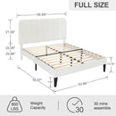 Full size White Upholstered Platform Bed Frame with Headboard
