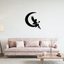 Fairy Moon Metal Wall Art – Mystical Fantasy Celestial Nature Home Decor