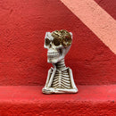 Fancy Skeleton Pot with Golden Flowers | Halloween Sculpture Figurine Decoration | Planter Pot Home Decor