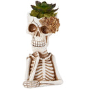 Fancy Skeleton Pot with Golden Flowers | Halloween Sculpture Figurine Decoration | Planter Pot Home Decor