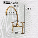 Unlacquered Brass Kitchen Faucets -  Dual Handle Center Ball Bridge Sink Faucet