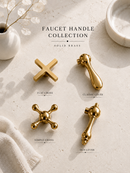Widespread 3 Holes Solid Unlacquered Brass Faucet - Vanity Sink Faucet